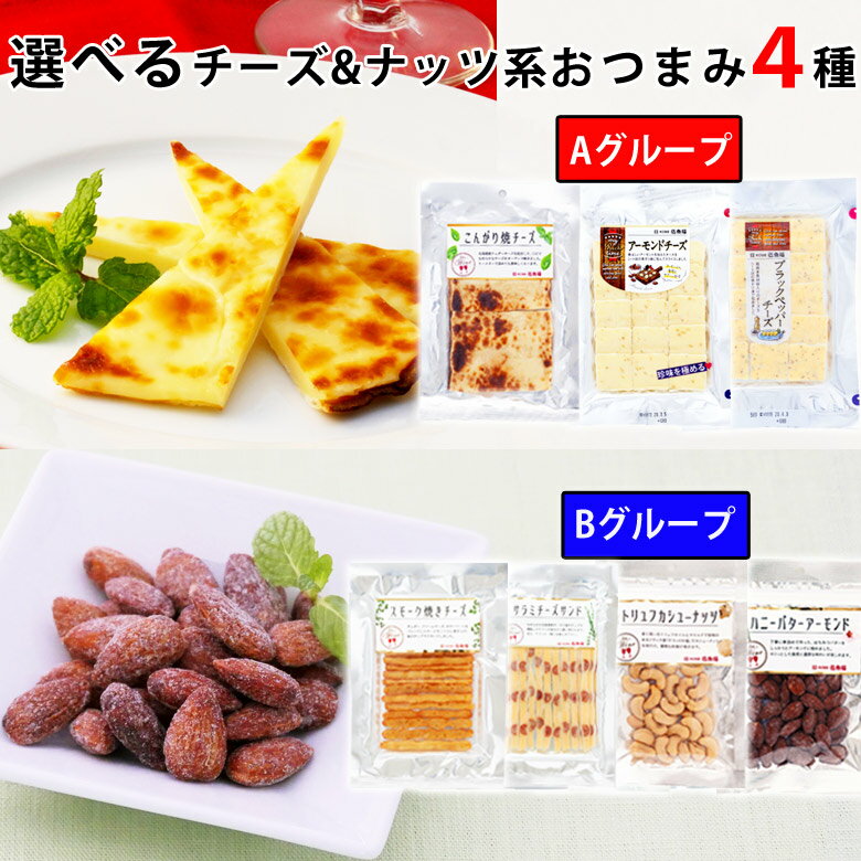 チーズ おつまみセット 【選べるチーズ&ナッツ系おつまみ4種セット】メール便【ラッピング不可 送料無料 同梱・ギフト包装・代引支払不可】 常温 お試し セット おつまみ 珍味 小袋 おつまみ 珍味 ビール 詰め合わせ 乾き物 酒 つまみ 家飲み おつまみ チーズ 詰め合わせのサムネイル