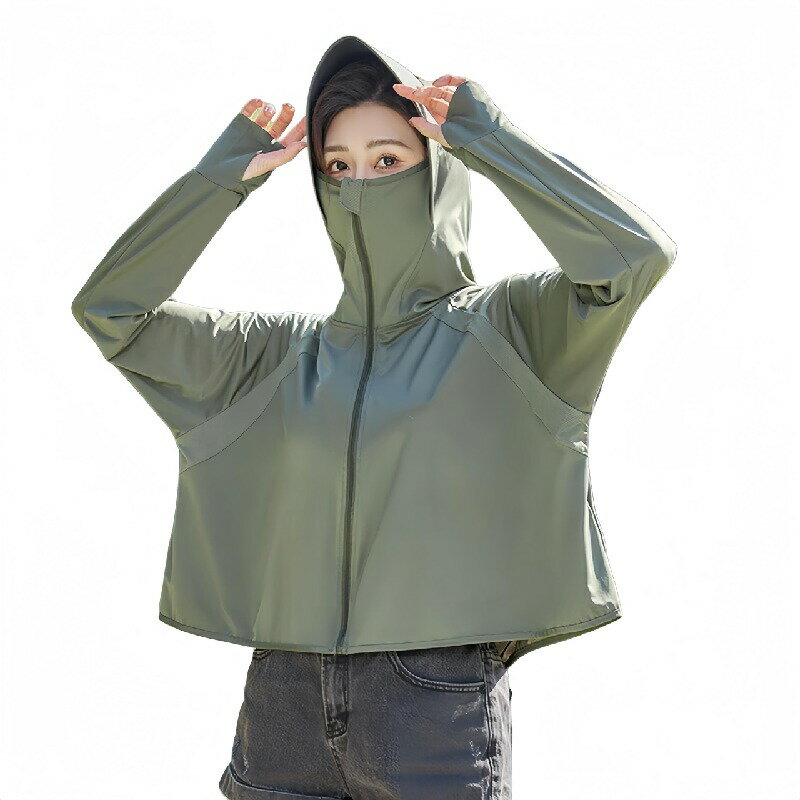 Rakuten - 日焼け止め服 ラッシュガード uvパーカー レディース フェイスカバー 日焼け止めマスク レディース 7色選べる 紫外線対策 UPF50+ 通気性 日焼け防止 体型カバー 薄手 アームカバー アウトドア サンバイザー UVカットパーカー おしゃれ