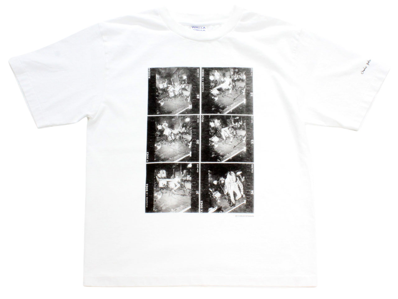WALLA WALLA SPORTSPRINTED S/S TEE CHARLES PETERSON "DRUM CRASH" *WHITE