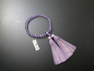 数珠女性用ローズアメジスト正絹花かがり房