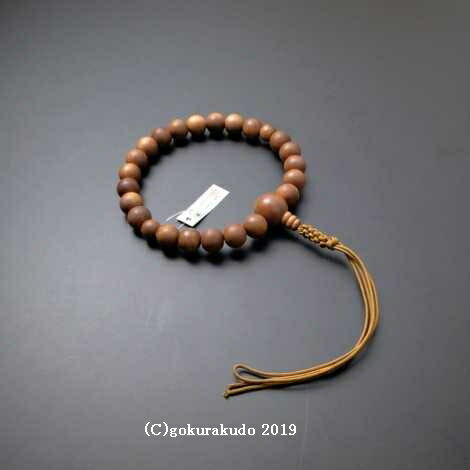 数珠 男性用 総素挽き正梅 主玉(おもだま)22個入 正絹茶色紐房