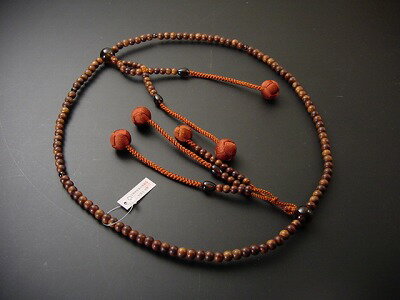 日蓮宗用本連数珠 栴檀（せんだん） 尺2 茶水晶入 茶色利休房