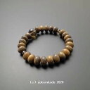 数珠ブレス 主玉(おもだま)緑壇みかん玉、(親・2天)茶水晶入り