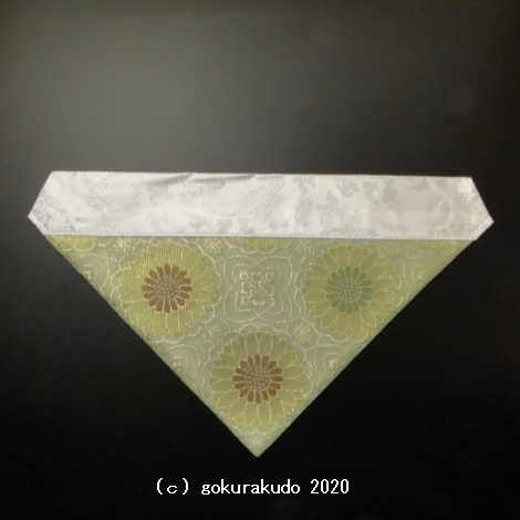 三角打敷き(紗の布)70代夏用 緑地その4(えんじ-みどり)-R