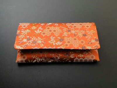 正絹2つ折り 数珠入れ 赤地（G-1-R）