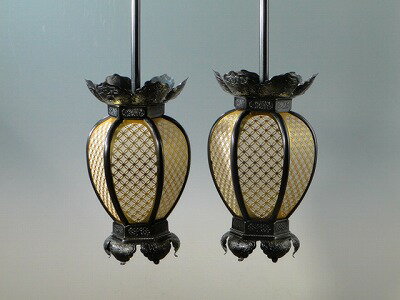釣り（吊り）灯籠/真鍮製インゲン型釣り灯籠　大型（いぶし色）