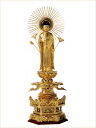 仏像 浄土真宗大谷派 本尊 総木製純金箔 京型六角ケマン台座 東立弥陀 吹蓮華 4,0寸 浄土真宗大谷派用 送料無料