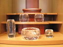 【仏具】【モダン】【香炉】【火立】【花立】【仏器】【湯呑】【モダン仏具セット】 クリスタル仏具5点セット