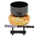 【おりん】砂張 京都くすべおりん高級おりん4点セット(日本製)3寸5分(径10.5cm)サイズ高級金襴布団/黒檀りん棒/黒檀りん棒置き付き京仏具 京都 高級りん...
