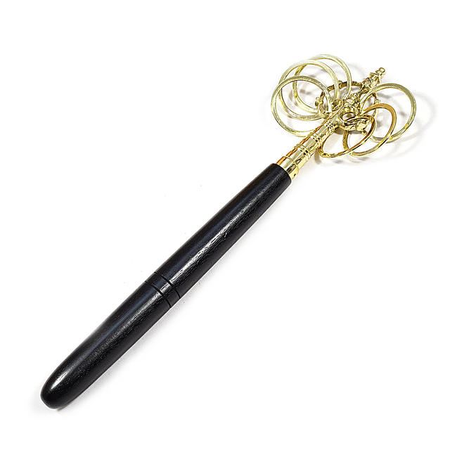【錫杖】真鍮錫杖 特上品（柄：木製）日本製（京都産）長さ約33センチ （錫杖頭12センチ） 錫杖 声杖 鳴杖 高級錫杖 巡礼 巡拝