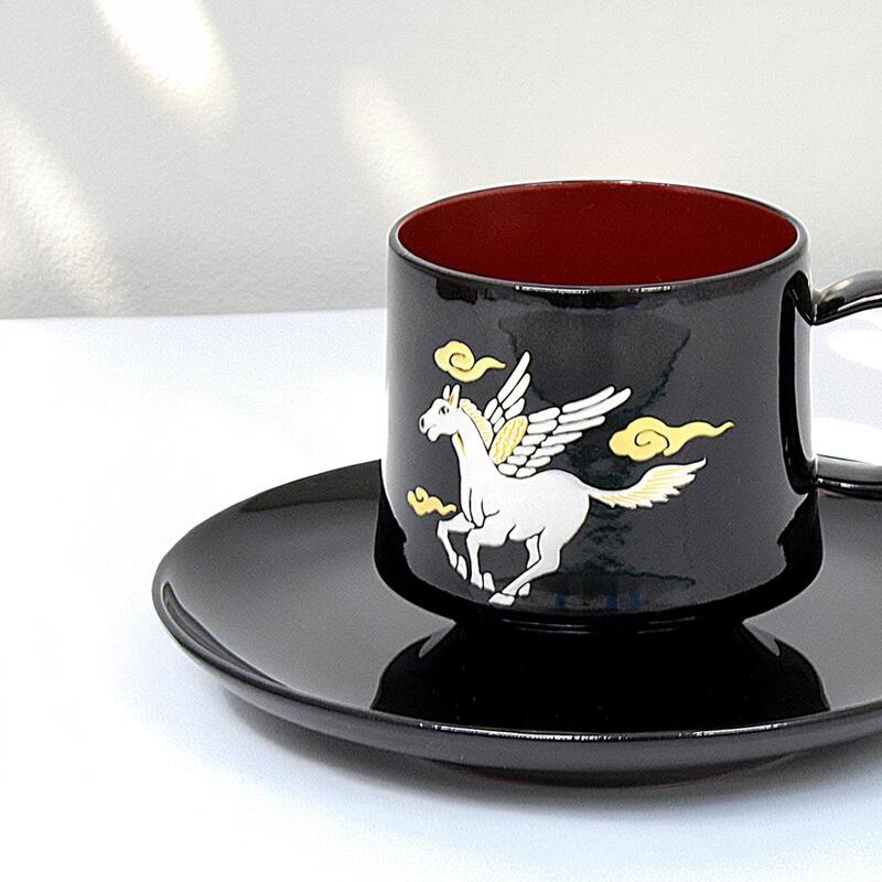 【コーヒーカップ】加古川金箔細工コーヒーカップ『天馬』「天馬」書き／漆塗仕様【完全限定品】縁起物..