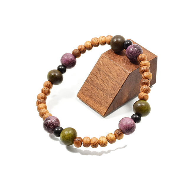 『屋久杉・生命の樹・パープルハート』ブレスレット4ミリ・8ミリ玉【当店限定品】木製ブレスレット 屋久杉ブレスレット 緑檀 腕輪 厄除けブレスレット お守りブレス...