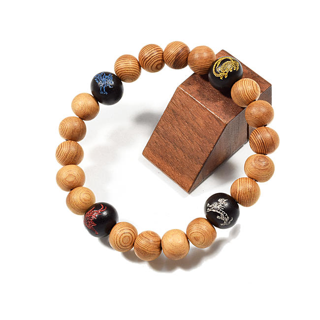 『四神(ししん)ブレスレット』屋久杉仕立て8ミリ念珠 魔除け お守り 開運 運気 健康 長寿 金運 勝負運 木製 屋久杉ブレスレット 腕輪 厄除けブレスレット ...