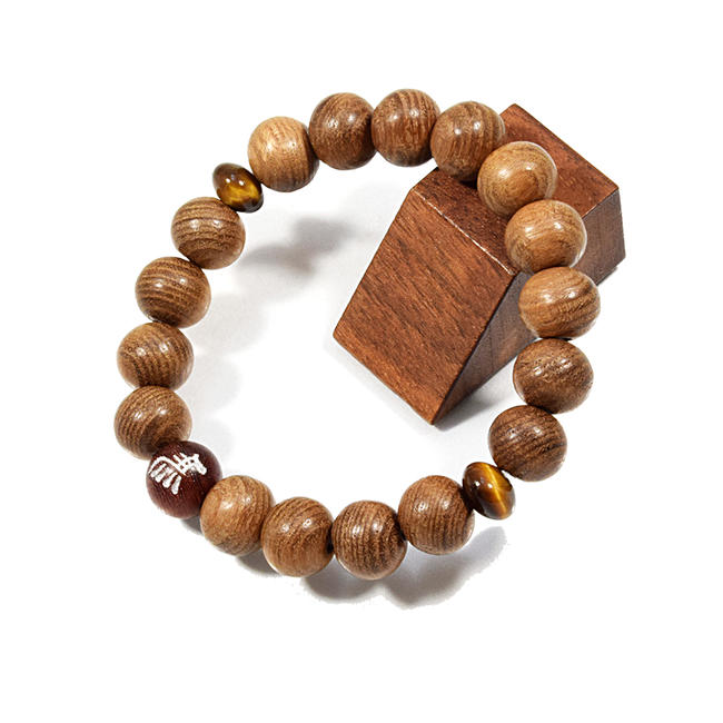 『槐(えんじゅ)ブレスレット』左馬彫り入り※紫檀左馬彫入り−虎目石仕立て【当店限定品】木製 魔除け 安産祈願 槐ブレスレット 厄除けブレスレット紫檀...