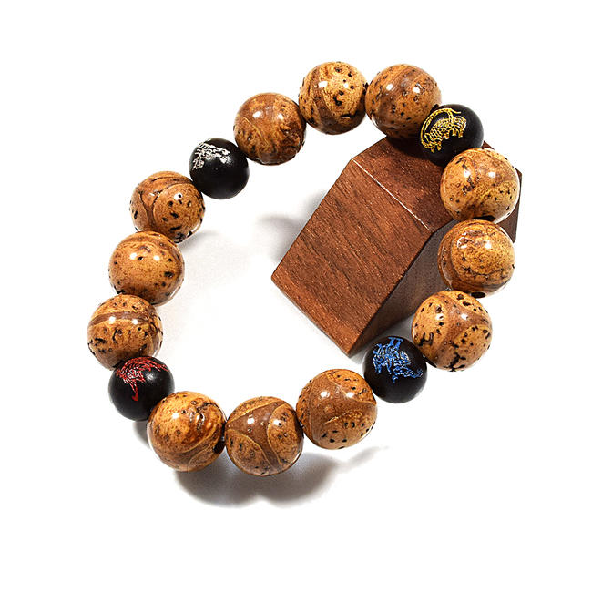『四神(ししん)ブレスレット』菩提樹仕立て13ミリ玉【当店限定品】念珠 魔除け お守り 開運 運気 健康 長寿 金運 勝負運 念珠 木製ブレスレット 腕輪 数珠...
