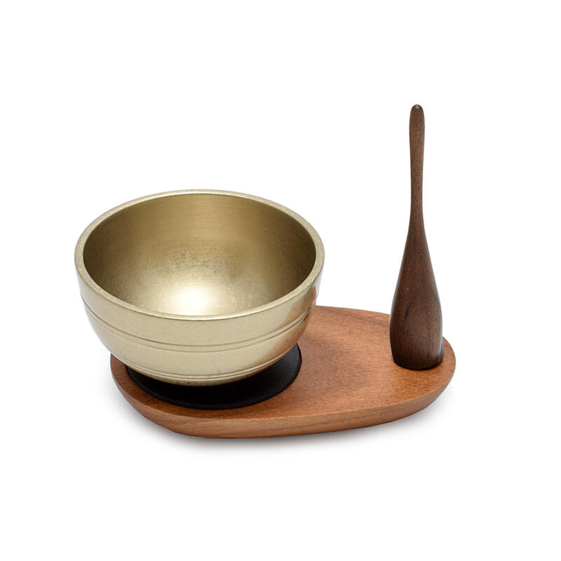 【おりん/りん台/りん棒セット】高岡製おりん（光彩色）・アッシュ製りン台・りん棒セットりん径7cm 台幅10cm【りん棒付き】現代仏具 おりんセット りんセット 鈴 りん台 輪台 りん置き モダン仏具 ミニ仏具 Hibiki