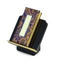 【過去帳セット】過去帳 過去帳台セット★過去帳 4寸サイズ(長さ12cm・金襴仕様)×過去帳台 3寸5分(高さ11cm・黒塗り面粉仕様)◆ミニ仏壇に合う過去帳セ...