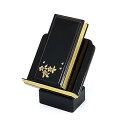 【過去帳セット】過去帳 過去帳台セット★過去帳 3寸5分サイズ(長さ10.5cm・桜蒔絵黒塗り仕様)×過去帳台 3寸(高さ約10cm・黒塗り面粉仕様)◆コンパク...