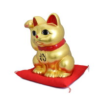 【縁起物】金箔招き猫（金沢箔工芸品）10号サイズ（高さ30cm）※右手上げ招き猫★開...