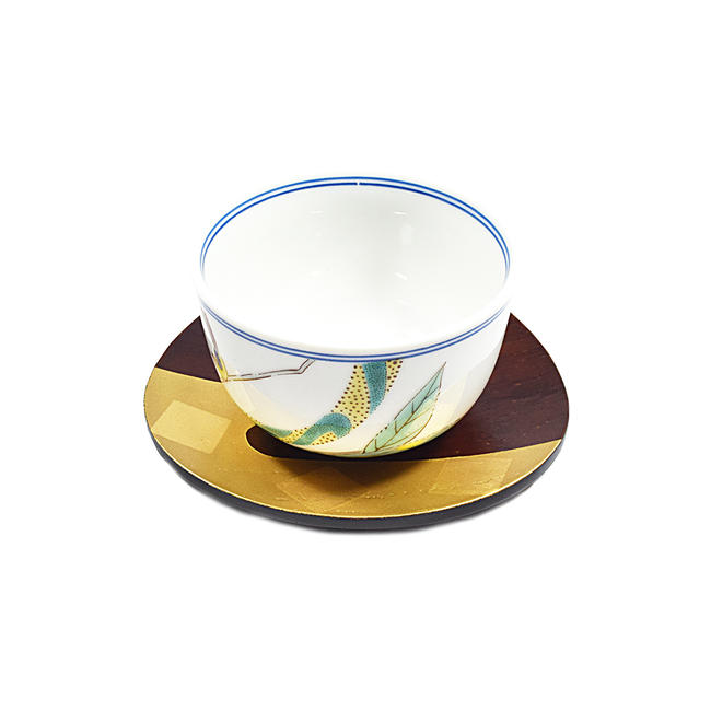 【お盆】金箔細工お皿「雲流丸皿」茶色日本製木製品お皿縁起物品菓子皿 漆塗り皿 茶托 供台 高月 高坏 供物皿