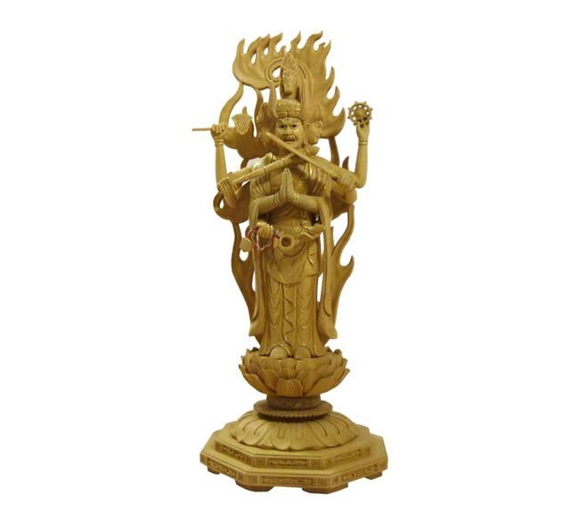 【ポイント10倍 エントリーで】【仏像】馬頭観音像5寸（総丈約29cm）【眼入り／金泥仕上げ】木製仏像・..