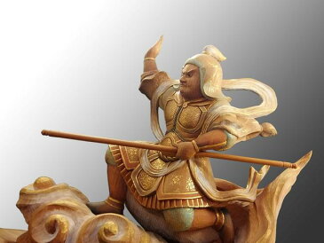 【仏像】大佛師「松久宗琳」作『韋駄天』◆落款入り◆木製仏像 韋駄天様 大仏師作