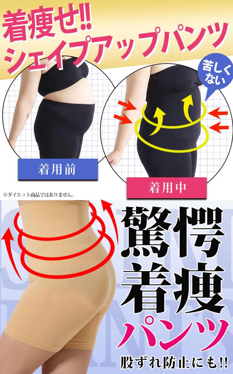 大きいサイズ レディース インナー スパッツ 着痩せ 体型補正 コルセット シェイプアップ 補正 股擦れ 股ズレ 股ずれ 着圧 くびれ ストレッチ 下腹 引締め パンツ 冬新作 秋服 冬服 春服 夏服 M L LL 2L 3L 4L 5L ブラック 黒 ベージュ ゴールドジャパン