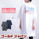 大きいサイズ レディース トップス Tシャツ カットソー バックプリントビッグTシャツチュニックワンピース ビックTシャツ バックプリント 五分袖 半袖 ロング プリント スリット ルーム 無地 夏新作 春服 夏服 3L 4L 5L ホワイト 白 ブラック 黒 ネイビー ゴールドジャパン