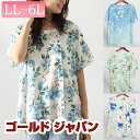 大きいサイズ レディース トップス シャツ ブラウス 花柄ブラウス 半袖ブラウス 半そでブラウス 半袖 花柄 クルーネック ボタン スリット タック 柄 Tシャ...