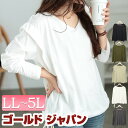 大きいサイズ レディース トップス カットソー Tシャツ 肩タック裾ドロストコットンカットソー 長袖 ロンT Vネック タック ドロスト 無地 ストレッチ 秋新...