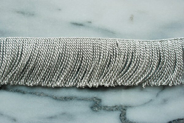 【フリンジ】　シルバー　幅5.5cm×メートル単位　（訳あり）