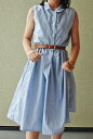 【simple　dress】ストライプ　ワンピース（ブルー）/130-140/8.9歳/ハンドメイド