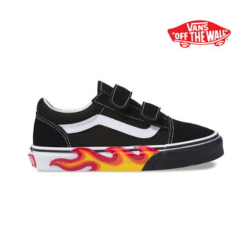 VANS バンズ ファイヤーパターン ベルクロ オールドスクール Uy Old Skool V フレイム スニーカー シューズ (キッズ)