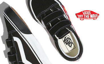 VANS バンズ ファイヤーパターン ベルクロ オールドスクール Uy Old Skool V フレイム スニーカー シューズ (キッズ)