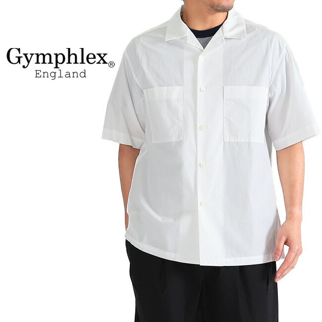 [SALE] GYMPHLEX ジムフレックス コットンポプリン オープンカラーシャツ J-1353 HGL 開襟シャツ 半袖シャツ 無地 メンズ