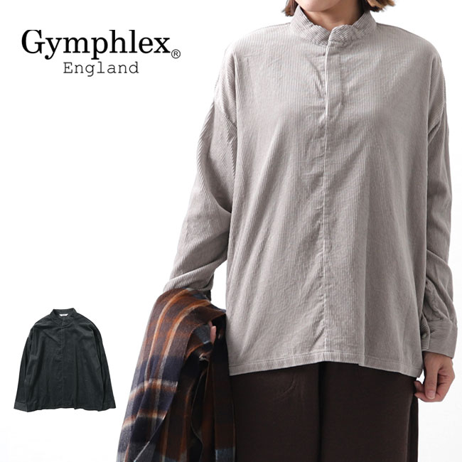  GYMPHLEX ジムフレックス コーデュロイ スキッパーシャツ J-1393 AWC バンドカラー レディース