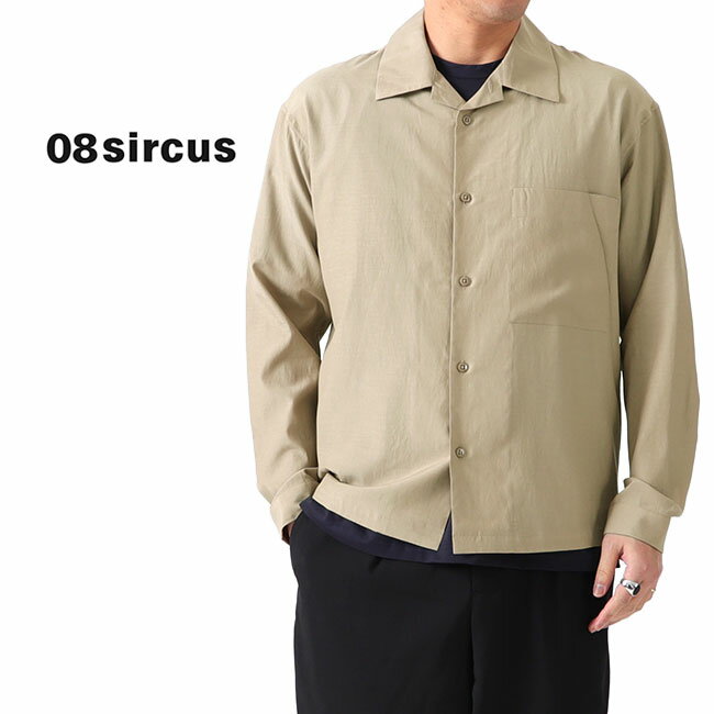 TIME SALE 08 sircus 08サーカス ポプリン オープンカラーシャツ S20SM-SH04 長袖シャツ メンズ