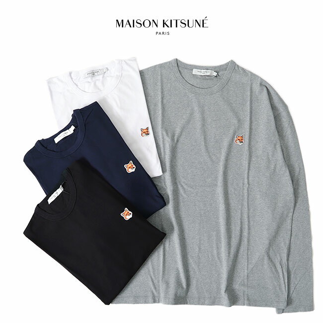 メゾンキツネ Tシャツ メンズ Maison Kitsune メゾンキツネ フォックスヘッドロゴ ロンT FU00163KJ0010 長袖Tシャツ メンズ レディース