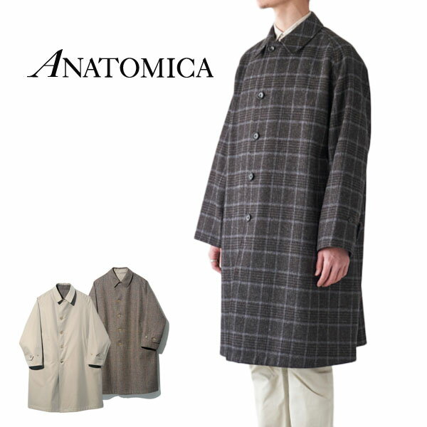 ANATOMICA アナトミカ リバーシブル チェック シングルラグランコート 530-552-02 ロングコート メンズ