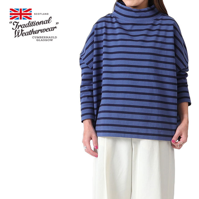 TIME SALE Traditional Weatherwear トラディショナルウェザーウェア BIG MARINE T/N モックネック ボーダー カットソー L192CJPO0227A 長袖Tシャツ レディース