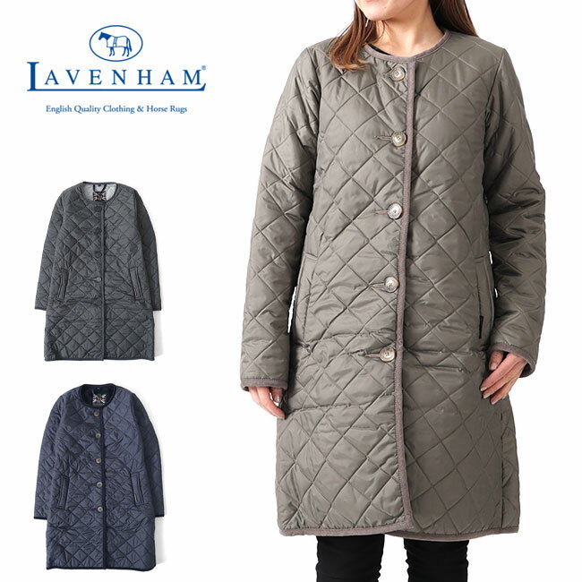 LAVENHAM ラベンハム LOUND ラウンド 裏ファー ノーカラー キルティングコート J281912 レディース