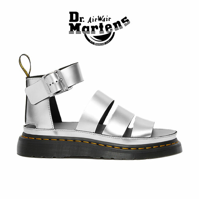 SALE Dr.Martens ドクターマーチン CLARISSA クラリッサ メタリック レザー ストラップサンダル 26687972 シルバー レディース