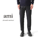 [SALE] ami alexandre mattiussi アミアレクサンドルマテュッシ ストライプ クロップド トラウザーズ パンツ H18T005.228 スラックス メンズ