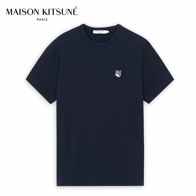 メゾンキツネ Tシャツ メンズ Maison Kitsune メゾンキツネ グレーフォックスヘッドロゴ Tシャツ GM00118KJ0008 半袖Tシャツ メンズ