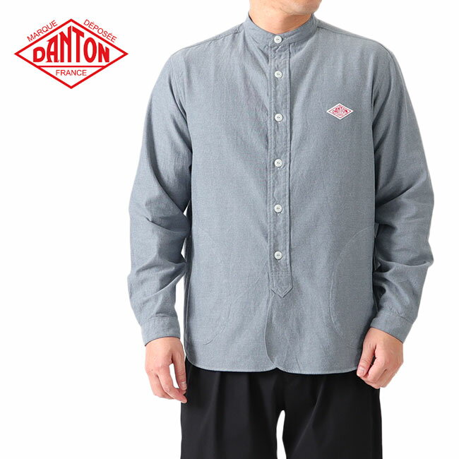 DANTON ダントン 先染めコットンビエラ 起毛 バンドカラーシャツ JD-3607 VSS 長袖シャツ メンズ **