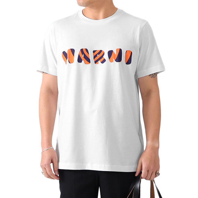 MARNI マルニ ストライプロゴ プリントTシャツ HUMU0170P1 USCS78 半袖Tシャツ メンズ レディース