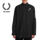 SALE FRED PERRY RAF SIMONS フレッドペリー ラフシモンズ バックパッチ オーバーサイズシャツ SM1955 黒 コラボ 長袖シャツ メンズ