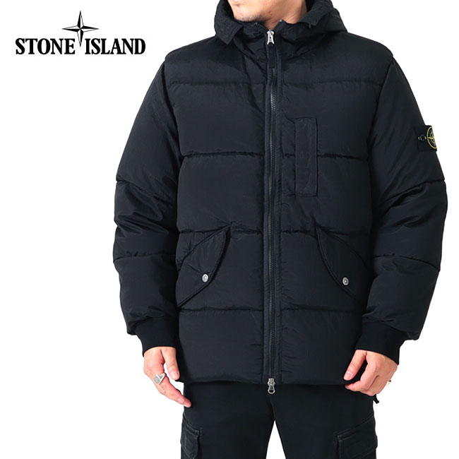 ストーンアイランド Stone Island ストーンアイランド ガーメントダイ ナイロンメタル フーデッド ダウンジャケット 771543619 黒 メンズ