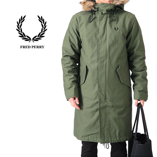 フレッドペリー ジャケット メンズ FRED PERRY フレッドペリー フィッシュテール ミリタリー モッズコート J4569 ファー付き モッズパーカー メンズ