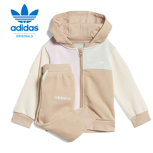 adidas アディダスオリジナルス カラーブロック スウェットパーカー&パンツ セットアップ HK9814 ベビー ギフト プレゼント